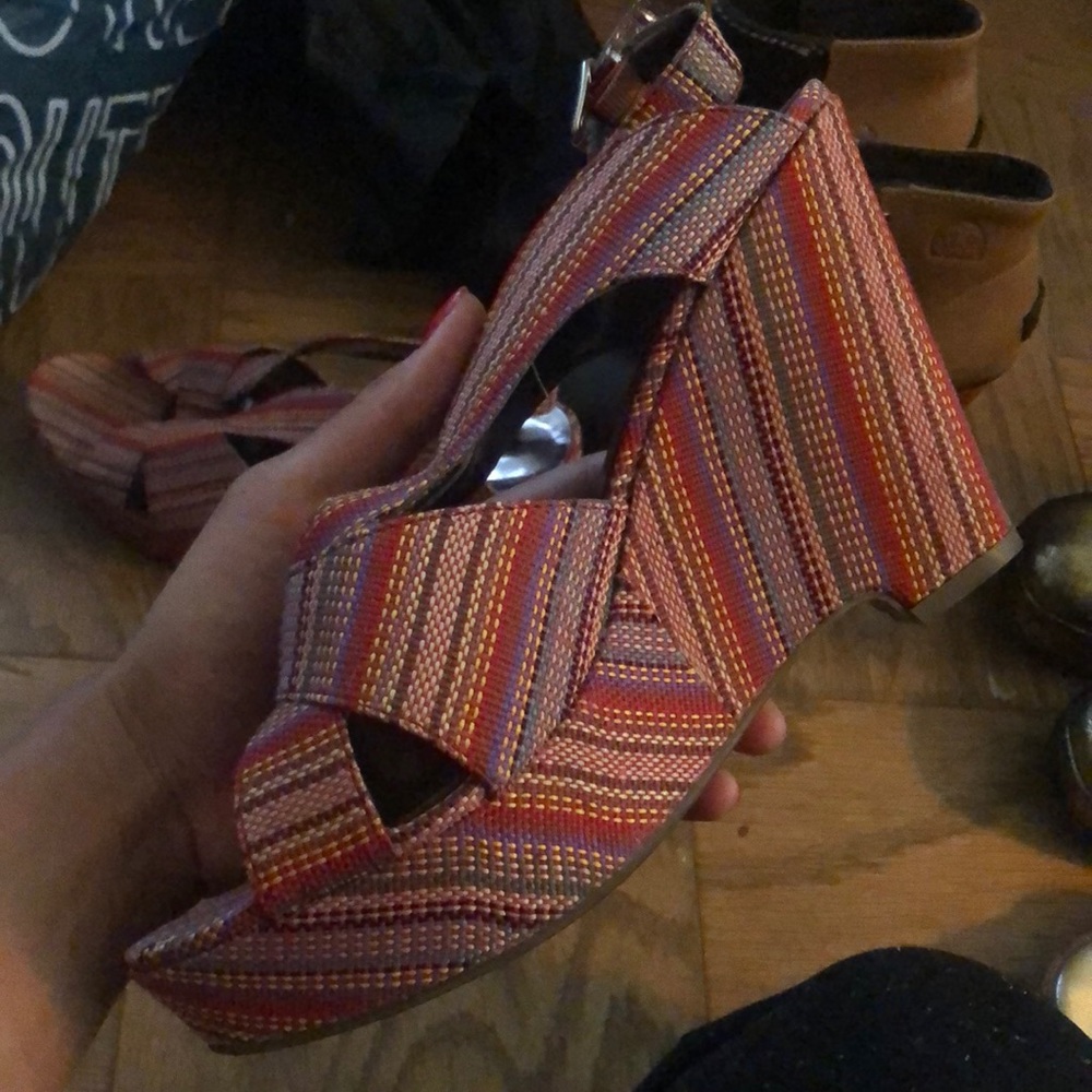 Multi Color Knit Platform Heels